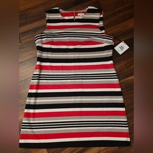 NWT Striped Sleeveless Dress - Red, Black, Gray